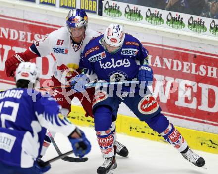 EBEL. Eishockey Bundesliga. EC VSV gegen Red Bull Salzburg. Benjamin Petrik, (VSV), Matthias Trattnig (Salzburg). Villach, am 21.11.2014.
Foto: Kuess 


---
pressefotos, pressefotografie, kuess, qs, qspictures, sport, bild, bilder, bilddatenbank