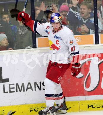 EBEL. Eishockey Bundesliga. EC VSV gegen Red Bull Salzburg.  Torjubel Matthias Trattnig (Salzburg). Villach, am 21.11.2014.
Foto: Kuess 


---
pressefotos, pressefotografie, kuess, qs, qspictures, sport, bild, bilder, bilddatenbank