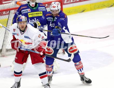 EBEL. Eishockey Bundesliga. EC VSV gegen Red Bull Salzburg. Philipp Siutz,  (VSV), Walter Ben (Salzburg). Villach, am 21.11.2014.
Foto: Kuess 


---
pressefotos, pressefotografie, kuess, qs, qspictures, sport, bild, bilder, bilddatenbank