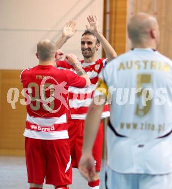 1. OEFB Futsal Liga. Futsal Klagenfurt gegen Polonia FC.  Torjubel Said Dulic, Admir Icanovic (Klagenfurt). Viktring, am 22.11.2014. 
Foto: Kuess
---
pressefotos, pressefotografie, kuess, qs, qspictures, sport, bild, bilder, bilddatenbank