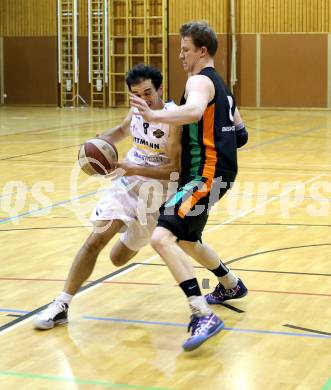 Basketball 2.Bundesliga 2014/15 Grunddurchgang 9.Runde. Radenthein Garnets gegen Basket Flames. Peter Gleissner, (Radenthein), Paul Koroschitz  (Basket Flames). Klagenfurt, 22.11.2014.
Foto: Kuess
---
pressefotos, pressefotografie, kuess, qs, qspictures, sport, bild, bilder, bilddatenbank