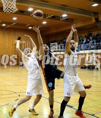 Basketball 2.Bundesliga 2014/15 Grunddurchgang 9.Runde. Radenthein Garnets gegen Basket Flames. Luka Zavrsnik, Vjeran Soldo, (Radenthein), Vladimir Gavranic  (Basket Flames). Klagenfurt, 22.11.2014.
Foto: Kuess
---
pressefotos, pressefotografie, kuess, qs, qspictures, sport, bild, bilder, bilddatenbank