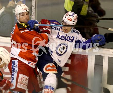 EBEL. Eishockey Bundesliga. KAC gegen VSV. Kirk Furey, (KAC), Brock McBride  (VSV). Klagenfurt, am 23.11.2014.
Foto: Kuess 

---
pressefotos, pressefotografie, kuess, qs, qspictures, sport, bild, bilder, bilddatenbank