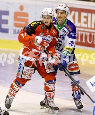 EBEL. Eishockey Bundesliga. KAC gegen VSV. Daniel Ban, (KAC), Marius Goehringer  (VSV). Klagenfurt, am 23.11.2014.
Foto: Kuess 

---
pressefotos, pressefotografie, kuess, qs, qspictures, sport, bild, bilder, bilddatenbank