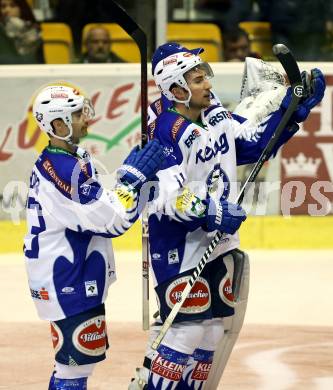 EBEL. Eishockey Bundesliga. KAC gegen VSV.  Darren Hydar, Mark Santorelli (VSV). Klagenfurt, am 23.11.2014.
Foto: Kuess 

---
pressefotos, pressefotografie, kuess, qs, qspictures, sport, bild, bilder, bilddatenbank