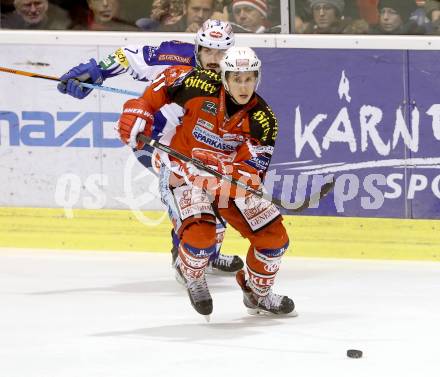 EBEL. Eishockey Bundesliga. KAC gegen VSV. Daniel Ban, (KAC),  Klemen Pretnar  (VSV). Klagenfurt, am 23.11.2014.
Foto: Kuess 

---
pressefotos, pressefotografie, kuess, qs, qspictures, sport, bild, bilder, bilddatenbank