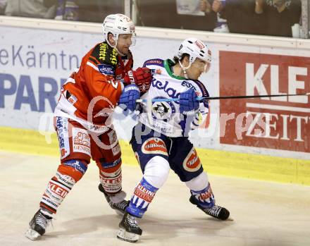 EBEL. Eishockey Bundesliga. KAC gegen VSV. Kirk Furey, (KAC), Brock McBride  (VSV). Klagenfurt, am 23.11.2014.
Foto: Kuess 

---
pressefotos, pressefotografie, kuess, qs, qspictures, sport, bild, bilder, bilddatenbank