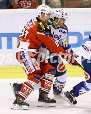 EBEL. Eishockey Bundesliga. KAC gegen VSV. Philipp Kreuzer, (KAC), Klemen Pretnar  (VSV). Klagenfurt, am 23.11.2014.
Foto: Kuess 

---
pressefotos, pressefotografie, kuess, qs, qspictures, sport, bild, bilder, bilddatenbank