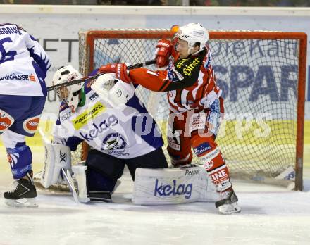 EBEL. Eishockey Bundesliga. KAC gegen VSV. Daniel Ban,  (KAC), Jean Philippe Lamoureux (VSV). Klagenfurt, am 23.11.2014.
Foto: Kuess 

---
pressefotos, pressefotografie, kuess, qs, qspictures, sport, bild, bilder, bilddatenbank