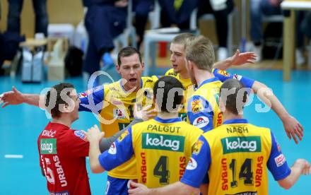 Volleyball AVL. SK Posojilnica Aich/Dob gegen VBC Weiz. Jubel (Aich/Dob). Bleiburg, am 27.11.2014.
Foto: Kuess
---
pressefotos, pressefotografie, kuess, qs, qspictures, sport, bild, bilder, bilddatenbank