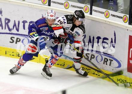 EBEL. Eishockey Bundesliga. EC VSV gegen HC Orli Znojmo. Nico Brunner,  (VSV), David Bartos (Znojmo). Villach, am 28.11.2014.
Foto: Kuess 


---
pressefotos, pressefotografie, kuess, qs, qspictures, sport, bild, bilder, bilddatenbank