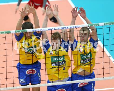 Volleyball AVL. SK Posojilnica Aich/Dob gegen VBC Weiz. Filip Palgut,  Peter Wohlfahrtstaetter, Slawomir Marcin Zemlik (Aich/Dob). Bleiburg, am 27.11.2014.
Foto: Kuess
---
pressefotos, pressefotografie, kuess, qs, qspictures, sport, bild, bilder, bilddatenbank