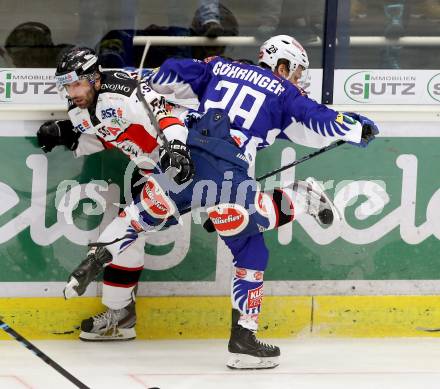 EBEL. Eishockey Bundesliga. EC VSV gegen HC Orli Znojmo. Marius Goehringer,  (VSV), Richard Pavlikovsky (Znojmo). Villach, am 28.11.2014.
Foto: Kuess 


---
pressefotos, pressefotografie, kuess, qs, qspictures, sport, bild, bilder, bilddatenbank