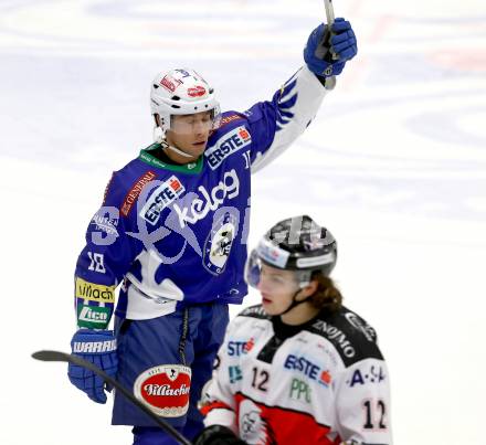 EBEL. Eishockey Bundesliga. EC VSV gegen HC Orli Znojmo.  Torjubel Jason Krog (VSV). Villach, am 28.11.2014.
Foto: Kuess 


---
pressefotos, pressefotografie, kuess, qs, qspictures, sport, bild, bilder, bilddatenbank