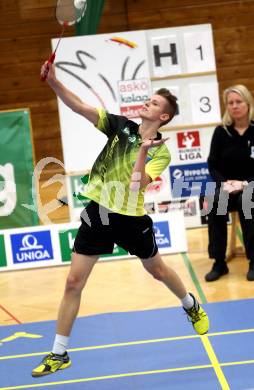 Badminton. ASKOE Kelag Kaernten gegen Wolfurt. Leon Seiwald (Kaernten). Klagenfurt, am 29.11.2014.
Foto: Kuess
---
pressefotos, pressefotografie, kuess, qs, qspictures, sport, bild, bilder, bilddatenbank