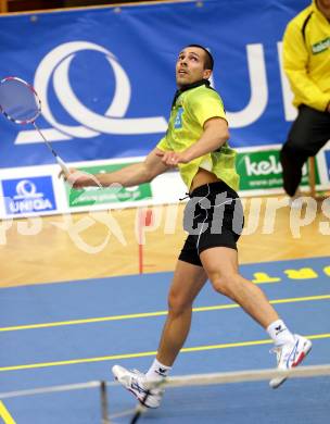 Badminton. ASKOE Kelag Kaernten gegen Wolfurt. Krasimir Yankov (Kaernten). Klagenfurt, am 29.11.2014.
Foto: Kuess
---
pressefotos, pressefotografie, kuess, qs, qspictures, sport, bild, bilder, bilddatenbank