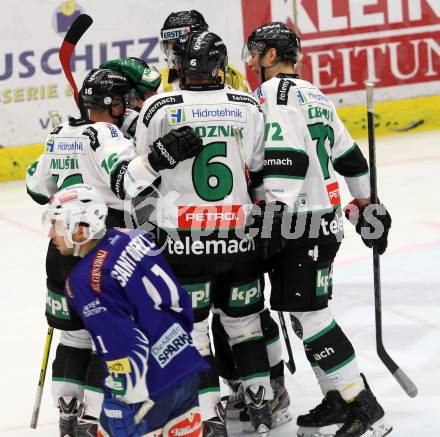 EBEL. Eishockey Bundesliga. EC VSV gegen HDD TELEMACH Olimpija Ljubljana. Torjubel (Laibach). Villach, am 30.11.2014.
Foto: Kuess 


---
pressefotos, pressefotografie, kuess, qs, qspictures, sport, bild, bilder, bilddatenbank