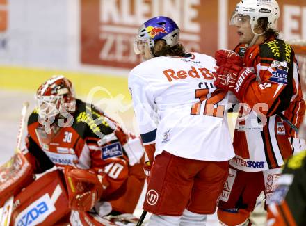 EBEL. Eishockey Bundesliga. KAC gegen EC Red Bull Salzburg. Rene Swette, Lukas Pither, (KAC),  Alexander Cijan (Salzburg). Klagenfurt, am 30.11.2014.
Foto: Kuess 

---
pressefotos, pressefotografie, kuess, qs, qspictures, sport, bild, bilder, bilddatenbank