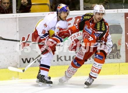 EBEL. Eishockey Bundesliga. KAC gegen EC Red Bull Salzburg. Martin Schumnig,  (KAC),  Ryan Duncan (Salzburg). Klagenfurt, am 30.11.2014.
Foto: Kuess 

---
pressefotos, pressefotografie, kuess, qs, qspictures, sport, bild, bilder, bilddatenbank