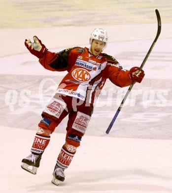 EBEL. Eishockey Bundesliga. KAC gegen EC Red Bull Salzburg. Torjubel Thomas Koch (KAC). Klagenfurt, am 30.11.2014.
Foto: Kuess 

---
pressefotos, pressefotografie, kuess, qs, qspictures, sport, bild, bilder, bilddatenbank