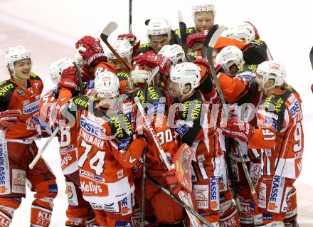 EBEL. Eishockey Bundesliga. KAC gegen EC Red Bull Salzburg. Jubel  (KAC). Klagenfurt, am 30.11.2014.
Foto: Kuess 

---
pressefotos, pressefotografie, kuess, qs, qspictures, sport, bild, bilder, bilddatenbank