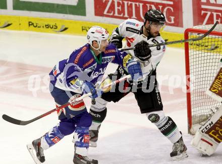 EBEL. Eishockey Bundesliga. EC VSV gegen HDD TELEMACH Olimpija Ljubljana.  Darren Haydar, (VSV), Igor Cvetek (Laibach). Villach, am 30.11.2014.
Foto: Kuess 


---
pressefotos, pressefotografie, kuess, qs, qspictures, sport, bild, bilder, bilddatenbank