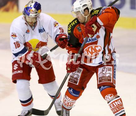 EBEL. Eishockey Bundesliga. KAC gegen EC Red Bull Salzburg. Jason Desantis,  (KAC), Ryan Duncan (Salzburg). Klagenfurt, am 30.11.2014.
Foto: Kuess 

---
pressefotos, pressefotografie, kuess, qs, qspictures, sport, bild, bilder, bilddatenbank