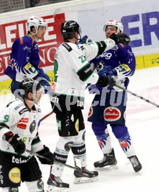 EBEL. Eishockey Bundesliga. EC VSV gegen HDD TELEMACH Olimpija Ljubljana. Mark Santorelli,  (VSV), Kyle Medvec (Laibach). Villach, am 30.11.2014.
Foto: Kuess 


---
pressefotos, pressefotografie, kuess, qs, qspictures, sport, bild, bilder, bilddatenbank