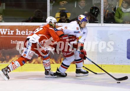 EBEL. Eishockey Bundesliga. KAC gegen EC Red Bull Salzburg.  Martin Schumnig,  (KAC), Markus Poeck (Salzburg). Klagenfurt, am 30.11.2014.
Foto: Kuess 

---
pressefotos, pressefotografie, kuess, qs, qspictures, sport, bild, bilder, bilddatenbank