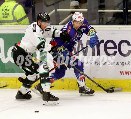 EBEL. Eishockey Bundesliga. EC VSV gegen HDD TELEMACH Olimpija Ljubljana. Mark Santorelli,  (VSV), Kristijan Cepon (Laibach). Villach, am 30.11.2014.
Foto: Kuess 


---
pressefotos, pressefotografie, kuess, qs, qspictures, sport, bild, bilder, bilddatenbank