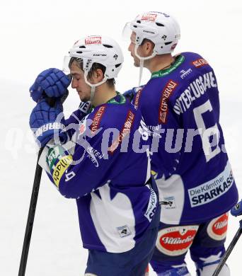 EBEL. Eishockey Bundesliga. EC VSV gegen HDD TELEMACH Olimpija Ljubljana. Stefan Bacher, Gerhard Unterluggauer (VSV). Villach, am 30.11.2014.
Foto: Kuess 


---
pressefotos, pressefotografie, kuess, qs, qspictures, sport, bild, bilder, bilddatenbank