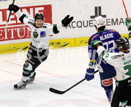 EBEL. Eishockey Bundesliga. EC VSV gegen HDD TELEMACH Olimpija Ljubljana.  Torjubel  Tom Zanoski, (Laibach). Villach, am 30.11.2014.
Foto: Kuess 


---
pressefotos, pressefotografie, kuess, qs, qspictures, sport, bild, bilder, bilddatenbank