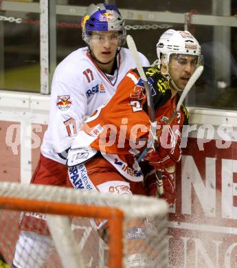 EBEL. Eishockey Bundesliga. KAC gegen EC Red Bull Salzburg. Martin Schumnig,  (KAC), Marco Brucker (Salzburg). Klagenfurt, am 30.11.2014.
Foto: Kuess 

---
pressefotos, pressefotografie, kuess, qs, qspictures, sport, bild, bilder, bilddatenbank