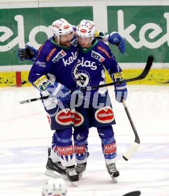 EBEL. Eishockey Bundesliga. EC VSV gegen HDD TELEMACH Olimpija Ljubljana. Torjubel Marco Pewal, Cole Jarrett (VSV). Villach, am 30.11.2014.
Foto: Kuess 


---
pressefotos, pressefotografie, kuess, qs, qspictures, sport, bild, bilder, bilddatenbank