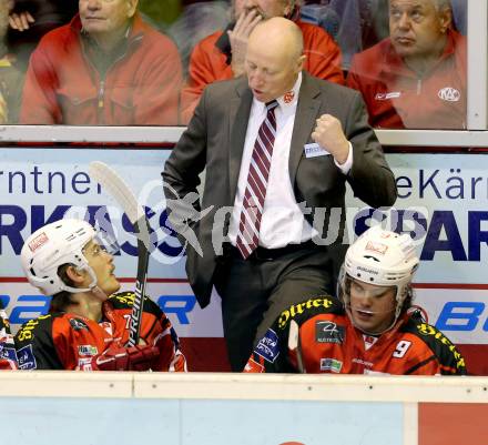 EBEL. Eishockey Bundesliga. KAC gegen EC Red Bull Salzburg. Trainer Doug Mason (KAC). Klagenfurt, am 30.11.2014.
Foto: Kuess 

---
pressefotos, pressefotografie, kuess, qs, qspictures, sport, bild, bilder, bilddatenbank