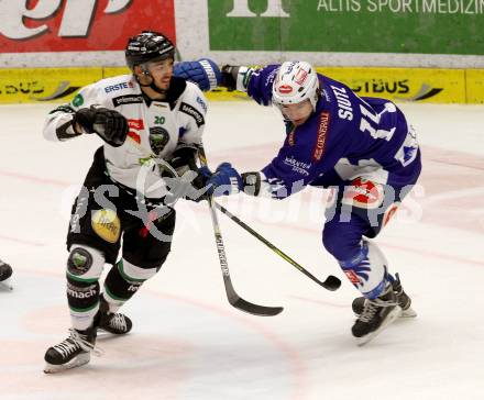 EBEL. Eishockey Bundesliga. EC VSV gegen HDD TELEMACH Olimpija Ljubljana. Philip Siutz,  (VSV), Gregor Koblar (Laibach). Villach, am 30.11.2014.
Foto: Kuess 


---
pressefotos, pressefotografie, kuess, qs, qspictures, sport, bild, bilder, bilddatenbank