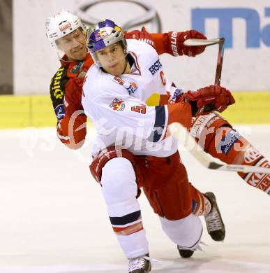 EBEL. Eishockey Bundesliga. KAC gegen EC Red Bull Salzburg. Jamie Lundmark,  (KAC),  Matthias Trattnig (Salzburg). Klagenfurt, am 30.11.2014.
Foto: Kuess 

---
pressefotos, pressefotografie, kuess, qs, qspictures, sport, bild, bilder, bilddatenbank