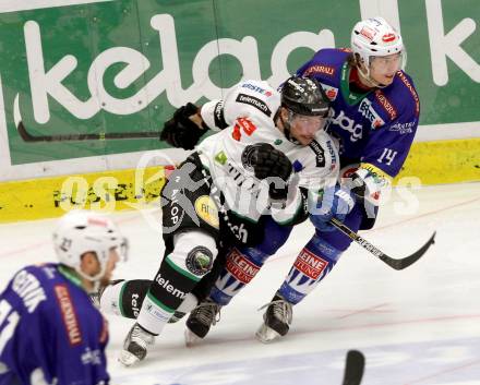 EBEL. Eishockey Bundesliga. EC VSV gegen HDD TELEMACH Olimpija Ljubljana. Philip Siutz,  (VSV), Hunter Bishop (Laibach). Villach, am 30.11.2014.
Foto: Kuess 


---
pressefotos, pressefotografie, kuess, qs, qspictures, sport, bild, bilder, bilddatenbank