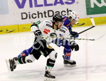 EBEL. Eishockey Bundesliga. EC VSV gegen HDD TELEMACH Olimpija Ljubljana. Stefan Bacher,  (VSV), Ziga Pesut (Laibach). Villach, am 30.11.2014.
Foto: Kuess 


---
pressefotos, pressefotografie, kuess, qs, qspictures, sport, bild, bilder, bilddatenbank