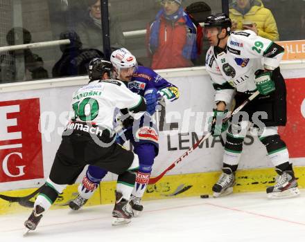 EBEL. Eishockey Bundesliga. EC VSV gegen HDD TELEMACH Olimpija Ljubljana. Klemen Pretnar, (VSV), Tom Zanoski, Anze Ropret  (Laibach). Villach, am 30.11.2014.
Foto: Kuess 


---
pressefotos, pressefotografie, kuess, qs, qspictures, sport, bild, bilder, bilddatenbank