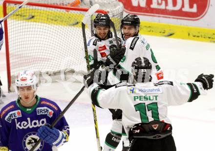 EBEL. Eishockey Bundesliga. EC VSV gegen HDD TELEMACH Olimpija Ljubljana. Torjubel (Laibach). Villach, am 30.11.2014.
Foto: Kuess 


---
pressefotos, pressefotografie, kuess, qs, qspictures, sport, bild, bilder, bilddatenbank