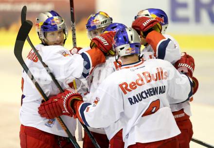 EBEL. Eishockey Bundesliga. KAC gegen EC Red Bull Salzburg. Torjubel (Salzburg). Klagenfurt, am 30.11.2014.
Foto: Kuess 

---
pressefotos, pressefotografie, kuess, qs, qspictures, sport, bild, bilder, bilddatenbank