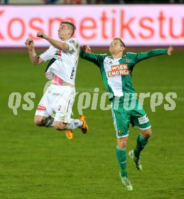 Fussball Bundesliga. RZ Pellets WAC gegen SK Rapid Wien. Tadej Trdina,  (WAC), Mario Sonnleitner (Rapid). Wolfsberg, am 7.11.2014.
Foto: Kuess

---
pressefotos, pressefotografie, kuess, qs, qspictures, sport, bild, bilder, bilddatenbank