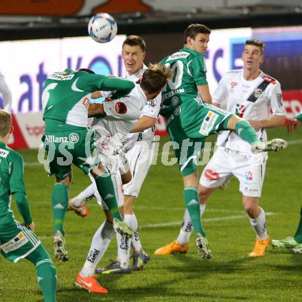 Fussball Bundesliga. RZ Pellets WAC gegen SK Rapid Wien. Daniel Drescher, Boris Huettenbrenner, Tadej Trdina, (WAC), Mario Sonnleitner, Maximilian Hofmann  (Rapid). Wolfsberg, am 7.11.2014.
Foto: Kuess

---
pressefotos, pressefotografie, kuess, qs, qspictures, sport, bild, bilder, bilddatenbank