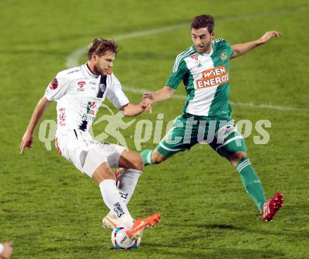 Fussball Bundesliga. RZ Pellets WAC gegen SK Rapid Wien. Boris Huettenbrenner, (WAC), Thanos Petsos  (Rapid). Wolfsberg, am 7.11.2014.
Foto: Kuess

---
pressefotos, pressefotografie, kuess, qs, qspictures, sport, bild, bilder, bilddatenbank