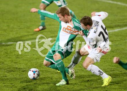 Fussball Bundesliga. RZ Pellets WAC gegen SK Rapid Wien. Michael Sollbauer,  (WAC), Robert Beric (Rapid). Wolfsberg, am 7.11.2014.
Foto: Kuess

---
pressefotos, pressefotografie, kuess, qs, qspictures, sport, bild, bilder, bilddatenbank