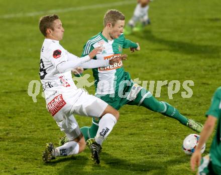 Fussball Bundesliga. RZ Pellets WAC gegen SK Rapid Wien. Michael Berger, (WAC), Florian Kainz  (Rapid). Wolfsberg, am 7.11.2014.
Foto: Kuess

---
pressefotos, pressefotografie, kuess, qs, qspictures, sport, bild, bilder, bilddatenbank