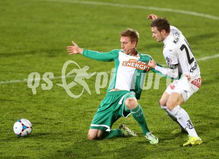 Fussball Bundesliga. RZ Pellets WAC gegen SK Rapid Wien. Michael Sollbauer,  (WAC), Robert Beric (Rapid). Wolfsberg, am 7.11.2014.
Foto: Kuess

---
pressefotos, pressefotografie, kuess, qs, qspictures, sport, bild, bilder, bilddatenbank