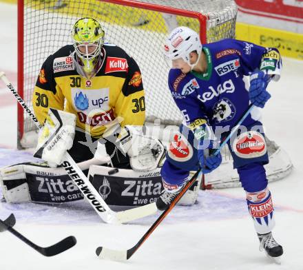 EBEL. Eishockey Bundesliga. EC VSV gegen UPC Vienna Capitals. Daniel Nageler, (VSV), David Kickert  (Caps). Villach, am 12.12.2014.
Foto: Kuess 


---
pressefotos, pressefotografie, kuess, qs, qspictures, sport, bild, bilder, bilddatenbank