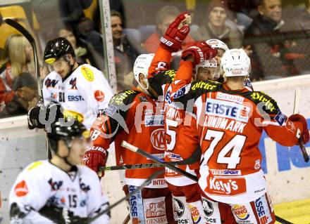 EBEL. Eishockey Bundesliga. KAC gegen Dornbirner Eishockey Club. Torjubel   (KAC). Klagenfurt, am 14.12.2014.
Foto: Kuess 

---
pressefotos, pressefotografie, kuess, qs, qspictures, sport, bild, bilder, bilddatenbank